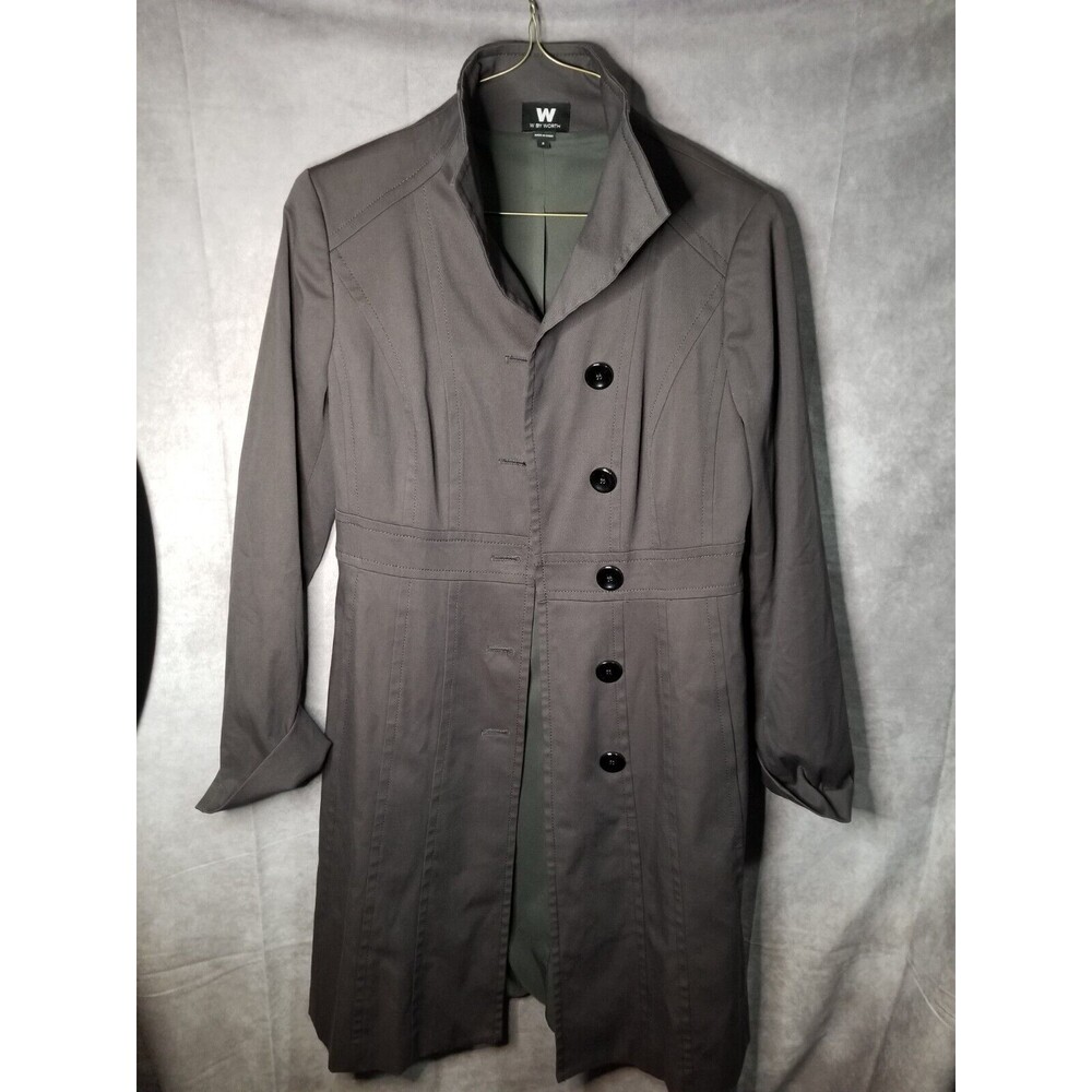 W By Worth Womens Trench Coat Gray Size 2